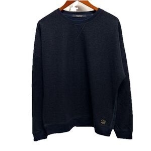 Scotch & Soda Men's Solid Color Crew Neck Pullover Sweater Wool Blend Large Blue